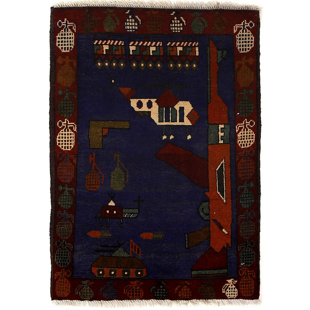 Handcrafted Afghan War Rug 2' 1" x 3' 0" - No. AL31643
