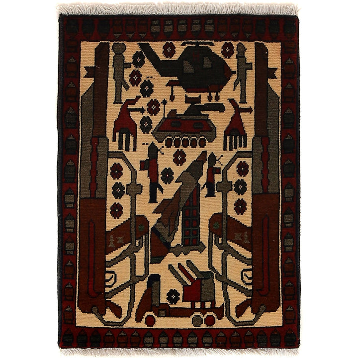 Handmade Afghan War Area Rug 2' 0" x 2' 9" - No. AL21228