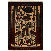Handmade Afghan War Area Rug 2' 0" x 2' 9" - No. AL21228
