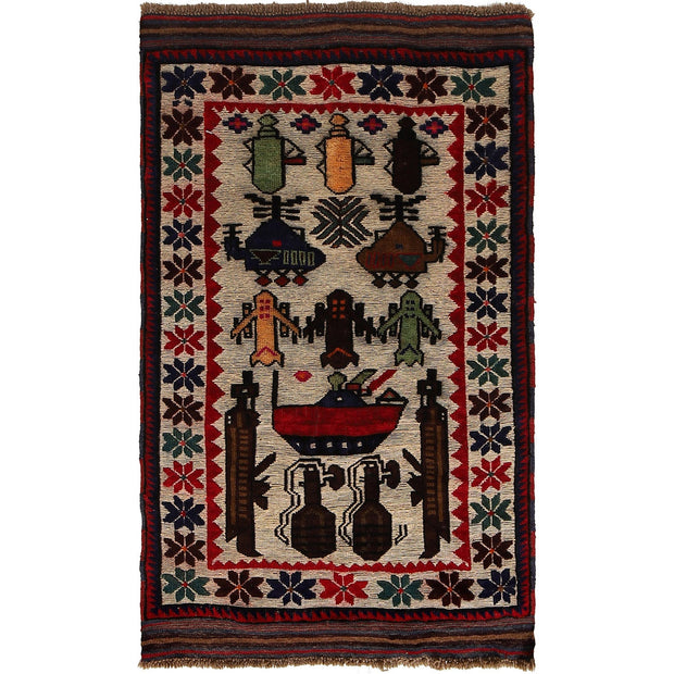 Hand-Knotted Afghan War Kilim Rug 2' 8" x 4' 6" - No. AL73572