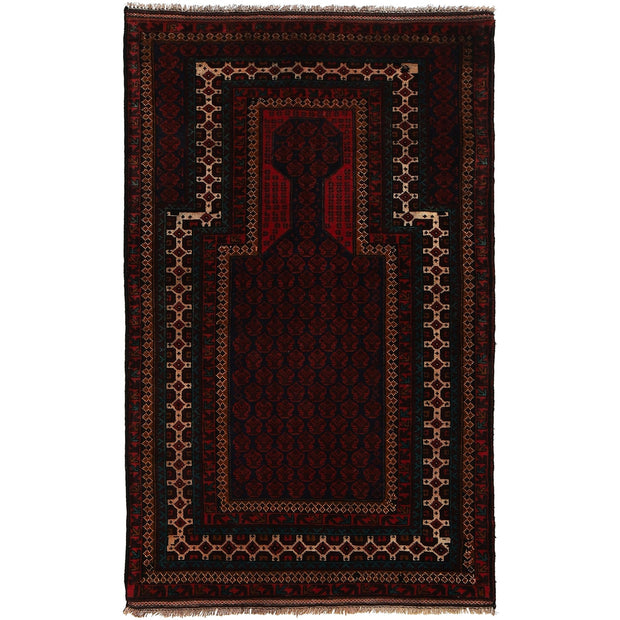 Red Color Prayer Rug 3' 1" x 5' 3" - No. AL62113