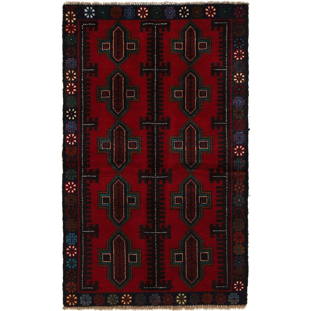 Red Color Baluchi Rug 2' 11" x 4' 9" - No. AL12125