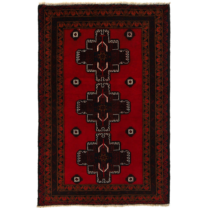 Red Color Baluchi Rug 3' 1" x 4' 9" - No. AL10591
