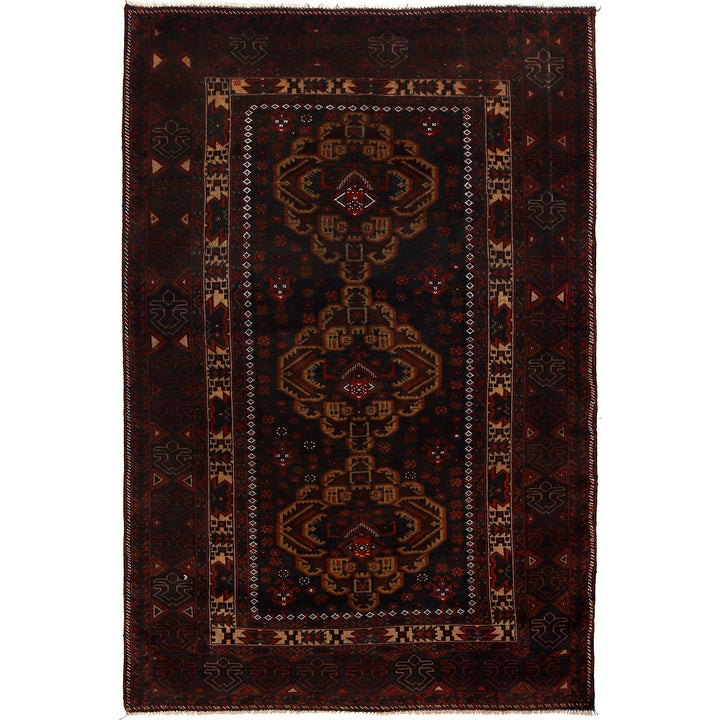 Afghan Baluchi Rug 4' 7" x 6' 10" Hand-Knotted