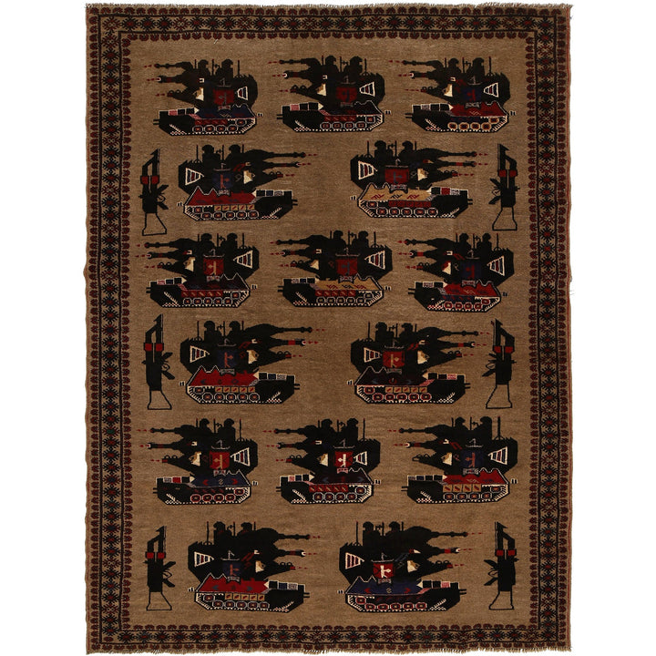 Afghan War Rug – Military Design 6' 5" x 8' 9" - No. AL16196