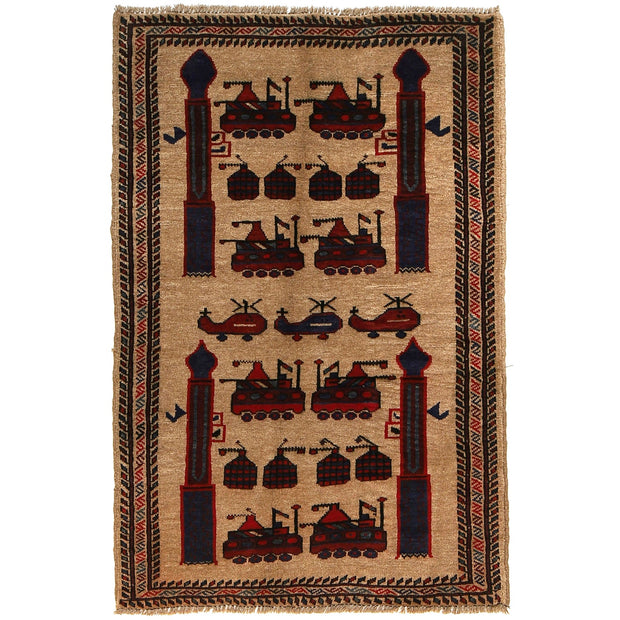 Afghan War Rug – Military Design 2' 11" x 4' 7" - No. AL49169