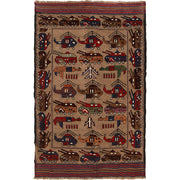 Handmade Afghan War Area Rug 4' 0" x 6' 5" - No. AL17895