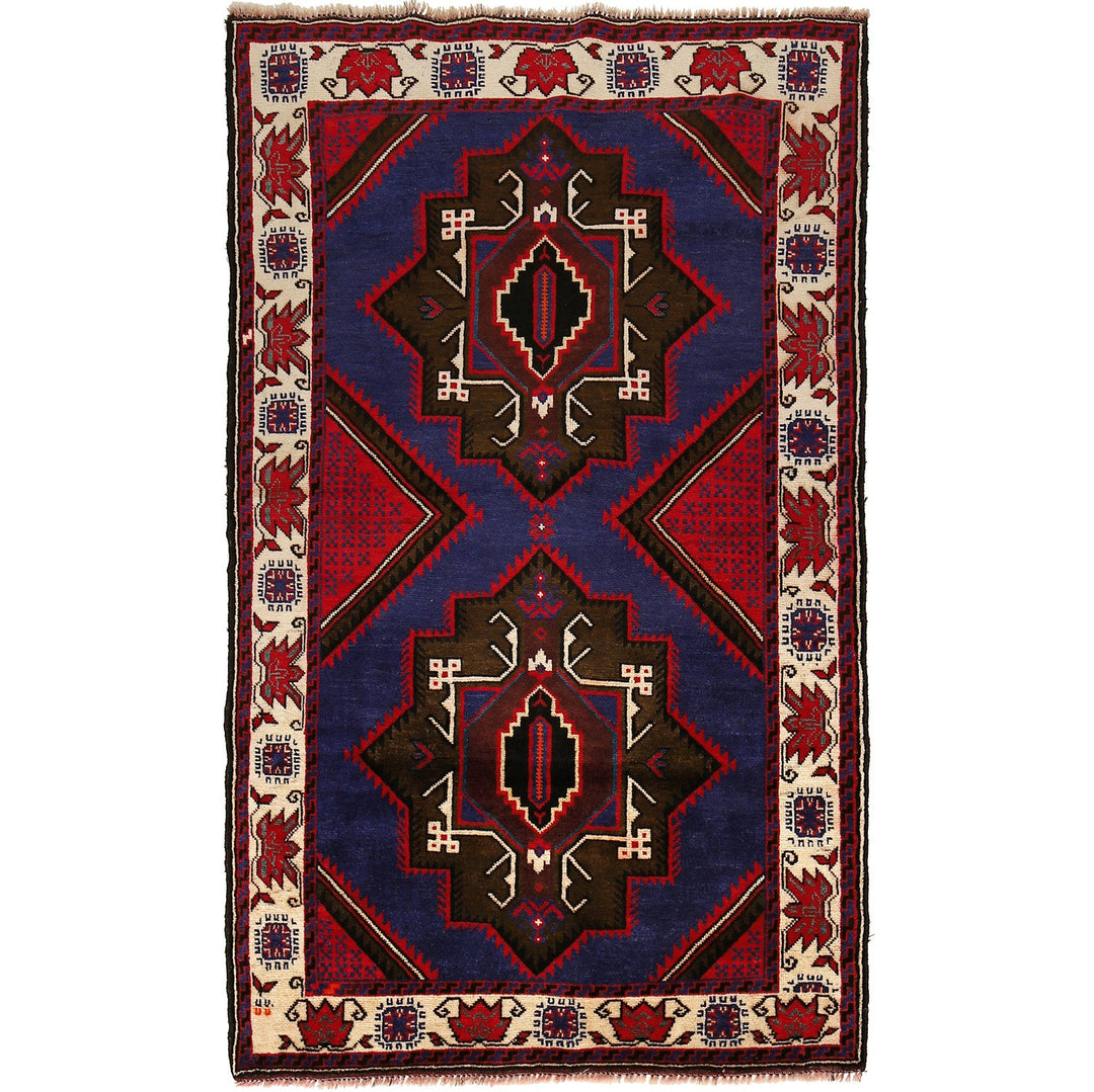 Multicolor Afghan Baluchi Rug 3'9" x 6'1" Hand-Knotted