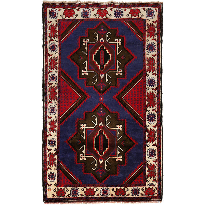 Multicolor Afghan Baluchi Rug 3'9" x 6'1" Hand-Knotted