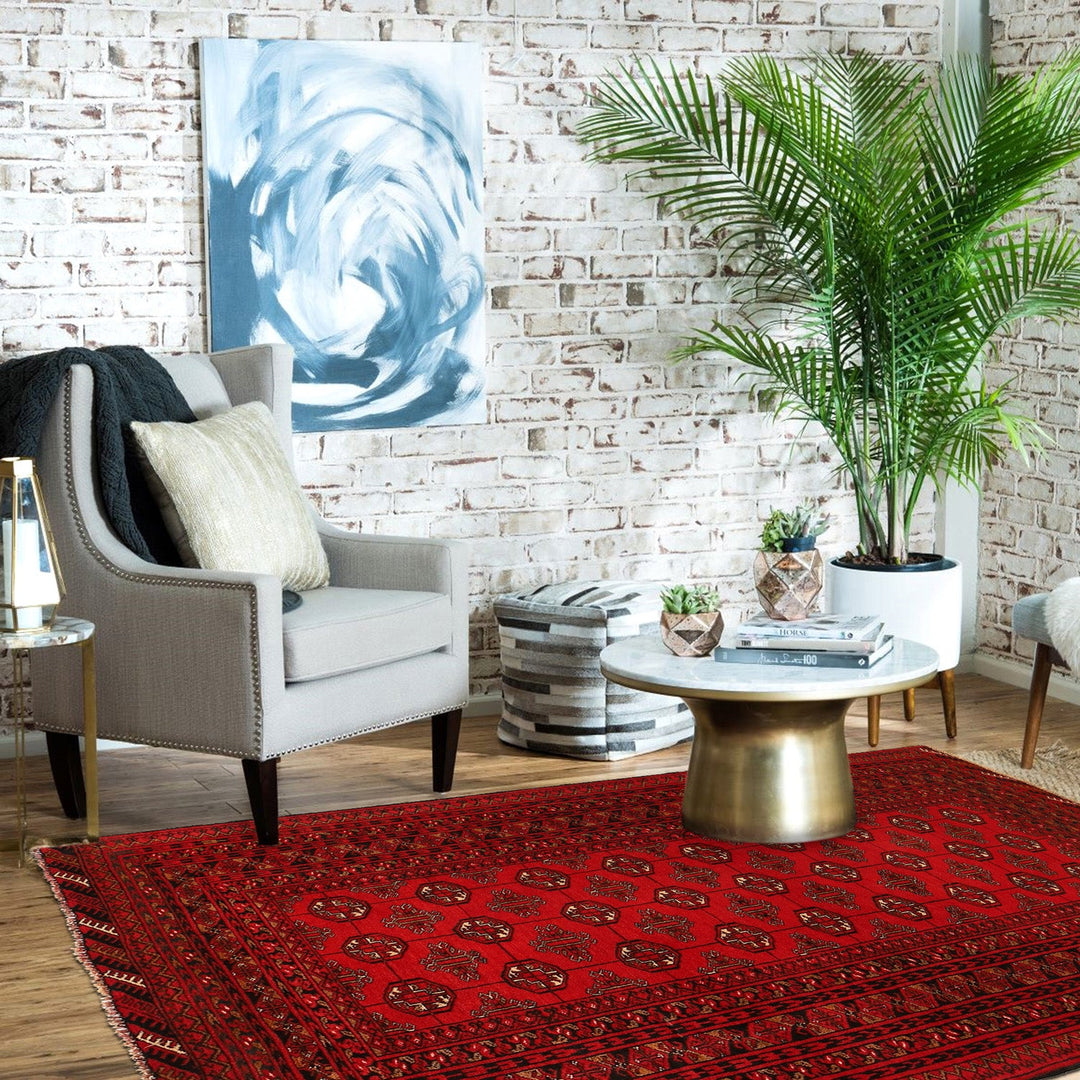 Firebrick Bokhara Rug 4' 1" x 5' 7" - No. AL19627