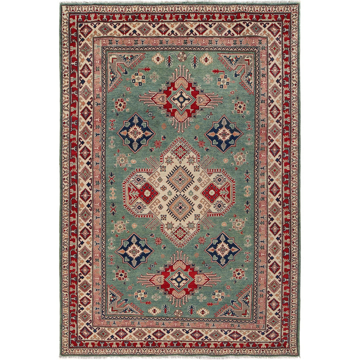 Green Color Kazak Rug 6' 6" x 9' 10" - No. AL67413