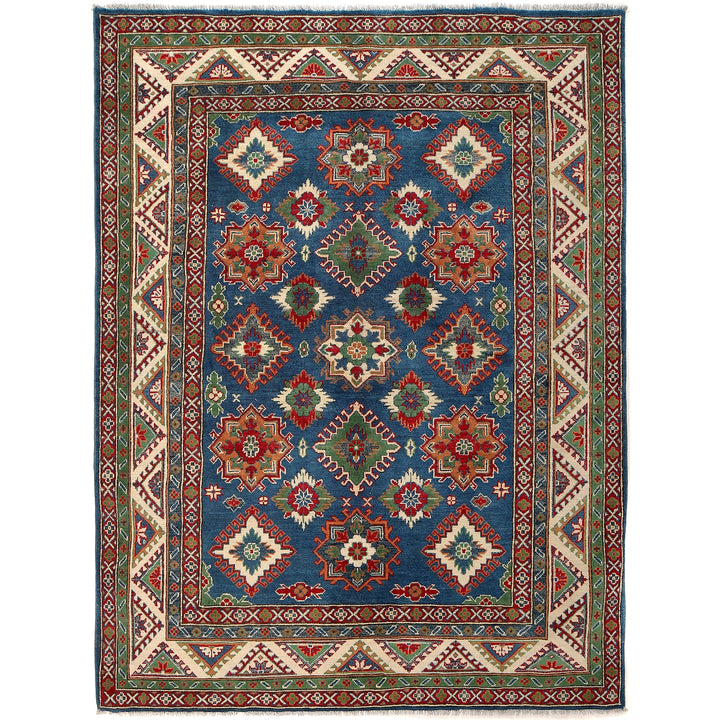 Blue Afghan Kazak Rug 5' 9" x 7' 7" Hand-Knotted | No. AL37181