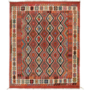 Colorful Flat-Weave Wool Kilim 8' 0" x 9' 8" - No. AL22337