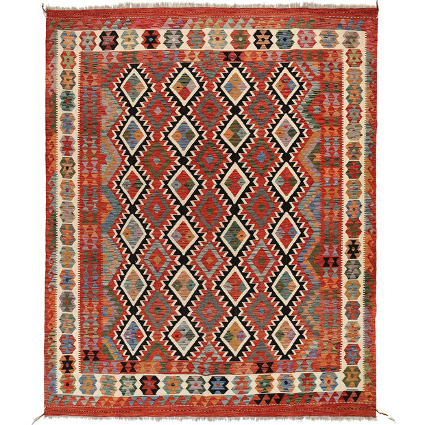 Colorful Flat-Weave Wool Kilim 8' 0" x 9' 8" - No. AL22337