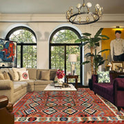 Colorful Flat-Weave Wool Kilim 8' 0" x 9' 8" - No. AL22337