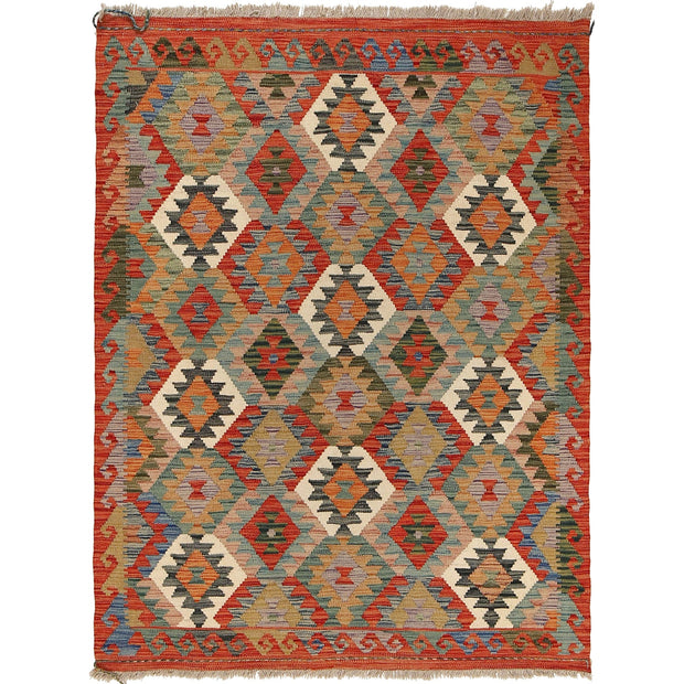 Hand Knotted Afghan Style Kilim 4' 2" x 5' 7" - No. AL68546