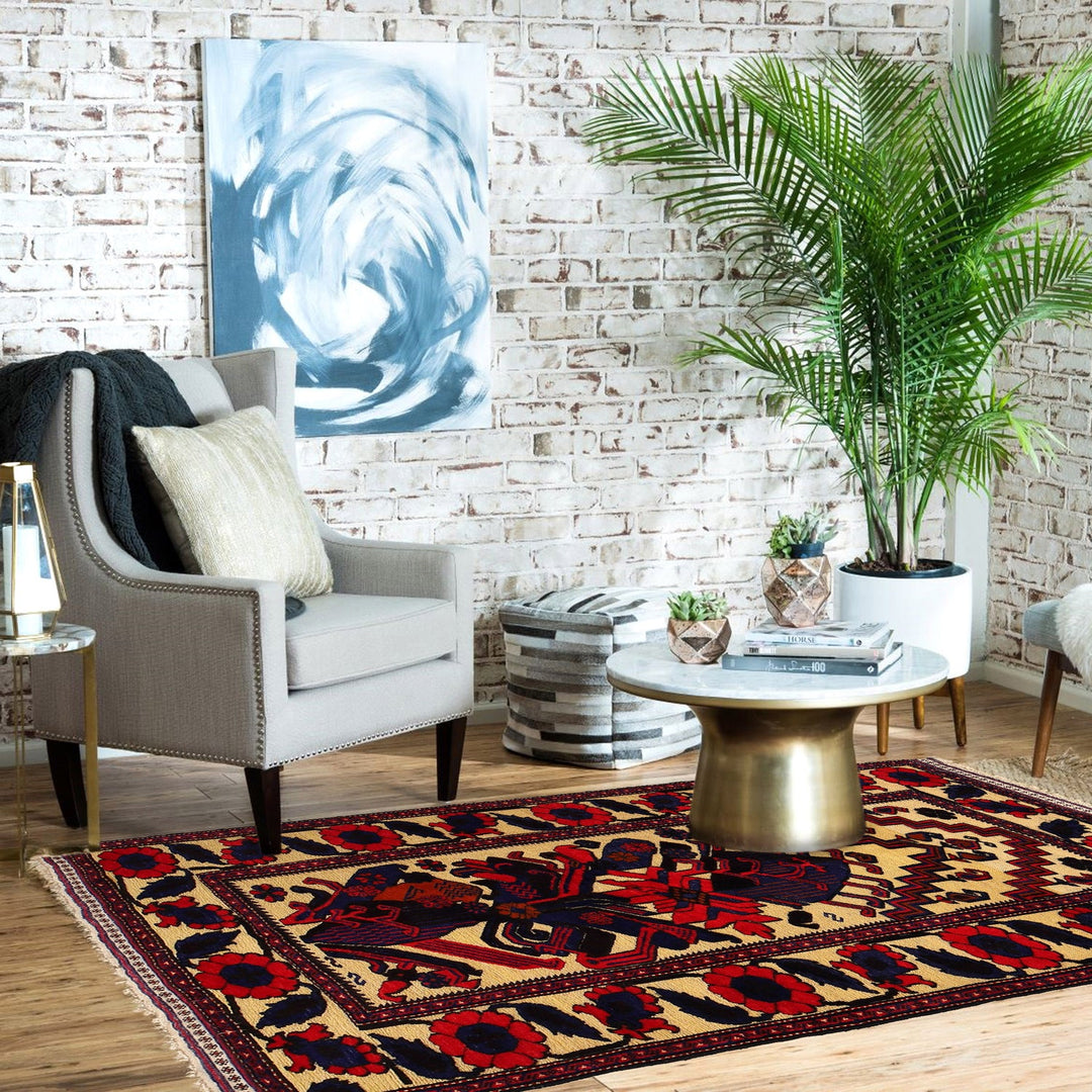 Handmade Barjista Kilim Rug 3' 11" x 5' 10" - No. AL77415