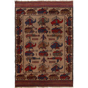 Hand-Knotted Afghan War Carpet 4' 3" x 6' 3" - No. AL99116