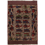 Hand-Knotted Afghan War Carpet 4' 5" x 6' 3" - No. AL78228