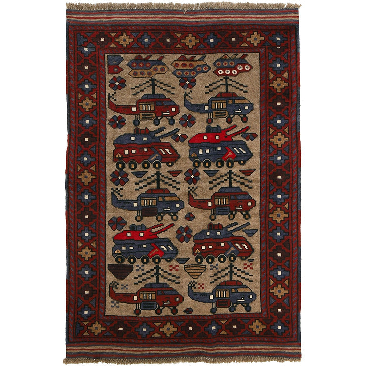 Brown Color War Rug 3' 1" x 4' 7" - No. AL97347