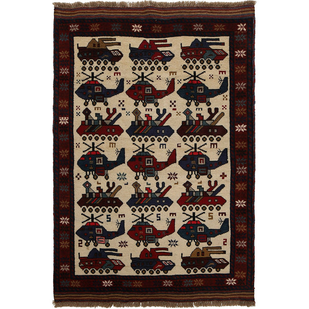 Afghan War Rug – Military Design 3' 3" x 5' 0" - No. AL74635