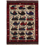 Handmade Afghan War Area Rug 3' 7" x 4' 10" - No. AL31346