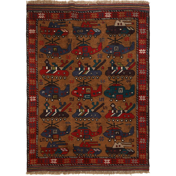 Afghan War Rug – Military Design 3' 2" x 4' 4" - No. AL28575