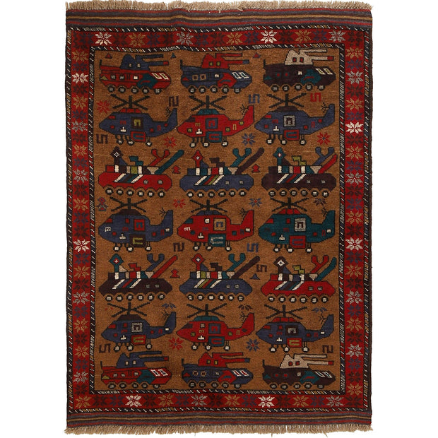 Afghan War Rug – Military Design 3' 2" x 4' 4" - No. AL28575