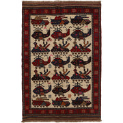 Ivory Color War Rug 3' 3" x 4' 10" - No. AL73658