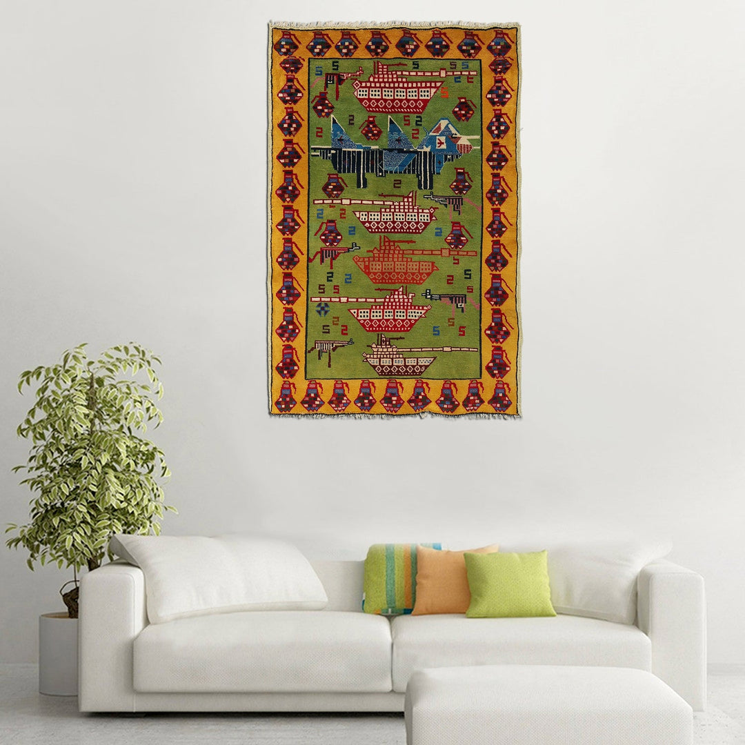 Green War Rug 2' 9" x 4' 6" - No. AL52944