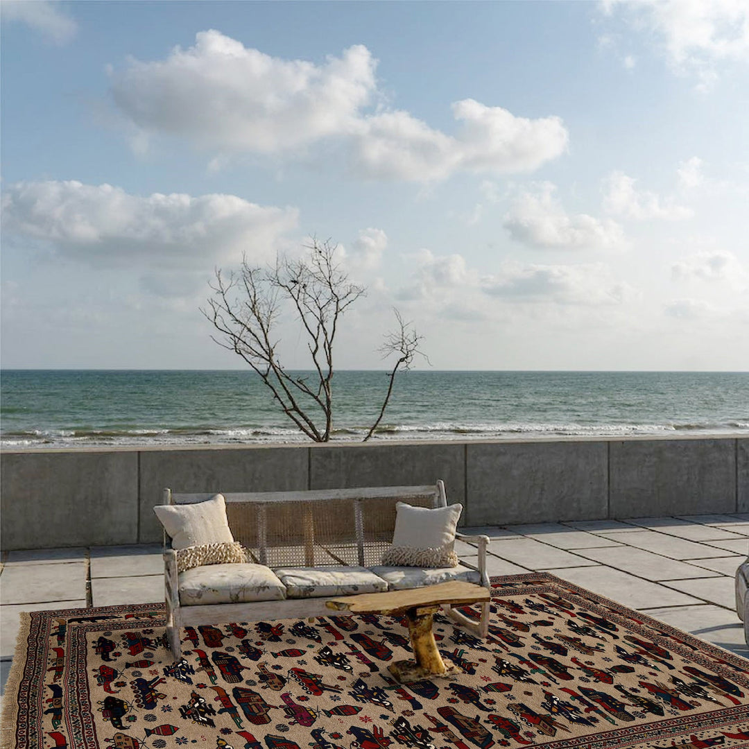 Hand-Knotted Afghan War Carpet 6' 8" x 9' 0" - No. AL23221