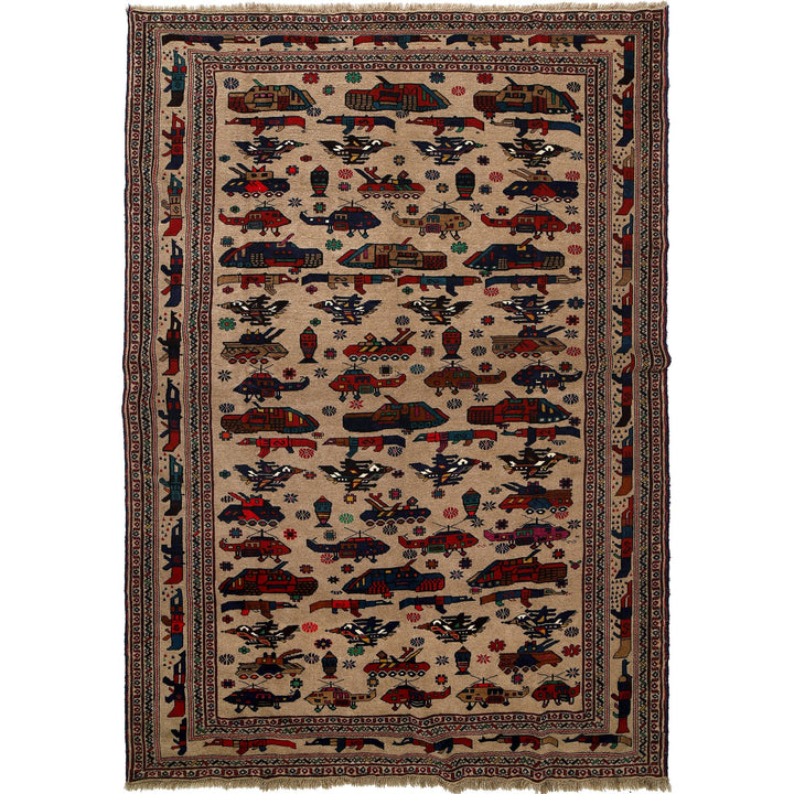 Brown Color War Rug 5' 11" x 9' 8" - No. AL78382