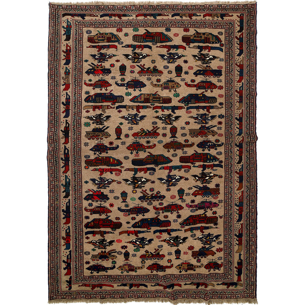 Brown Color War Rug 5' 11" x 9' 8" - No. AL78382