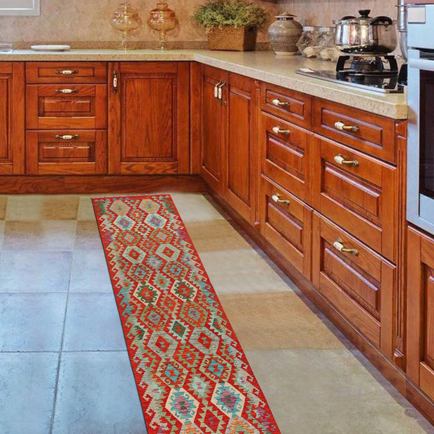 Hand Made Afghan Kilim Runner 2' 9" x 9' 5" - No. AL74748