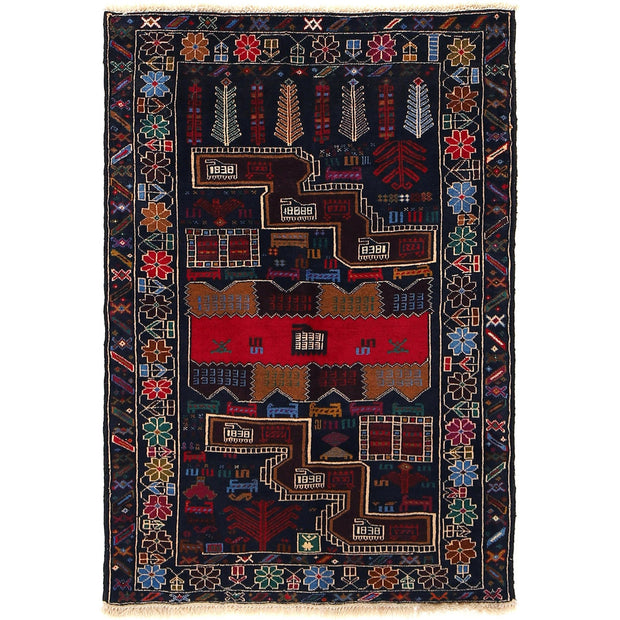 Hand Knotted Baluchi Rug 3' 0" x 4' 4" - No. AL78624