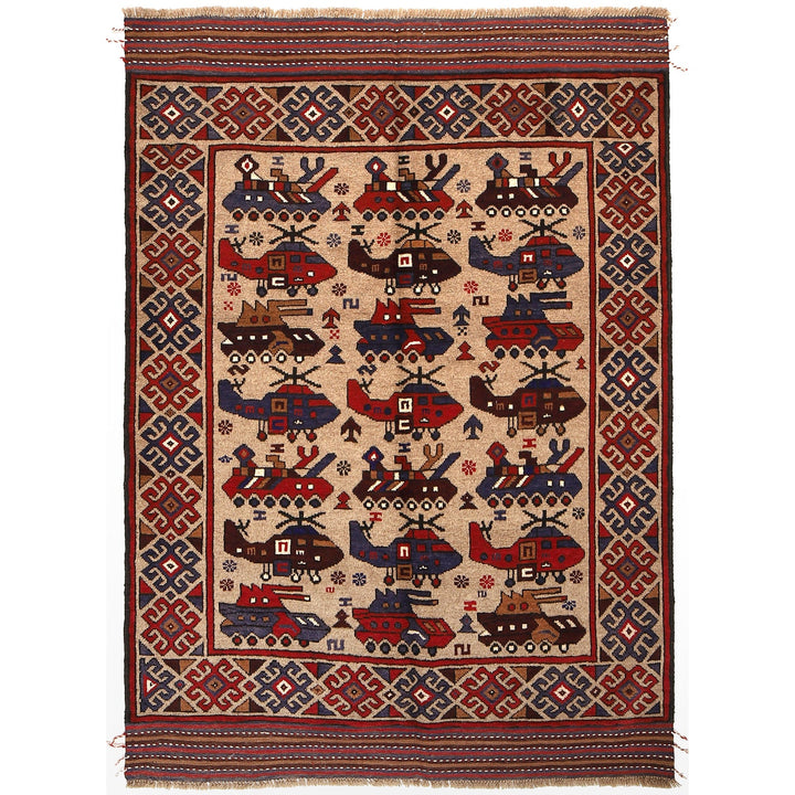 Handcrafted Afghan War Rug 4' 4" x 6' 1" - No. AL82224
