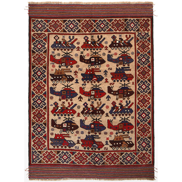 Handcrafted Afghan War Rug 4' 4" x 6' 1" - No. AL82224