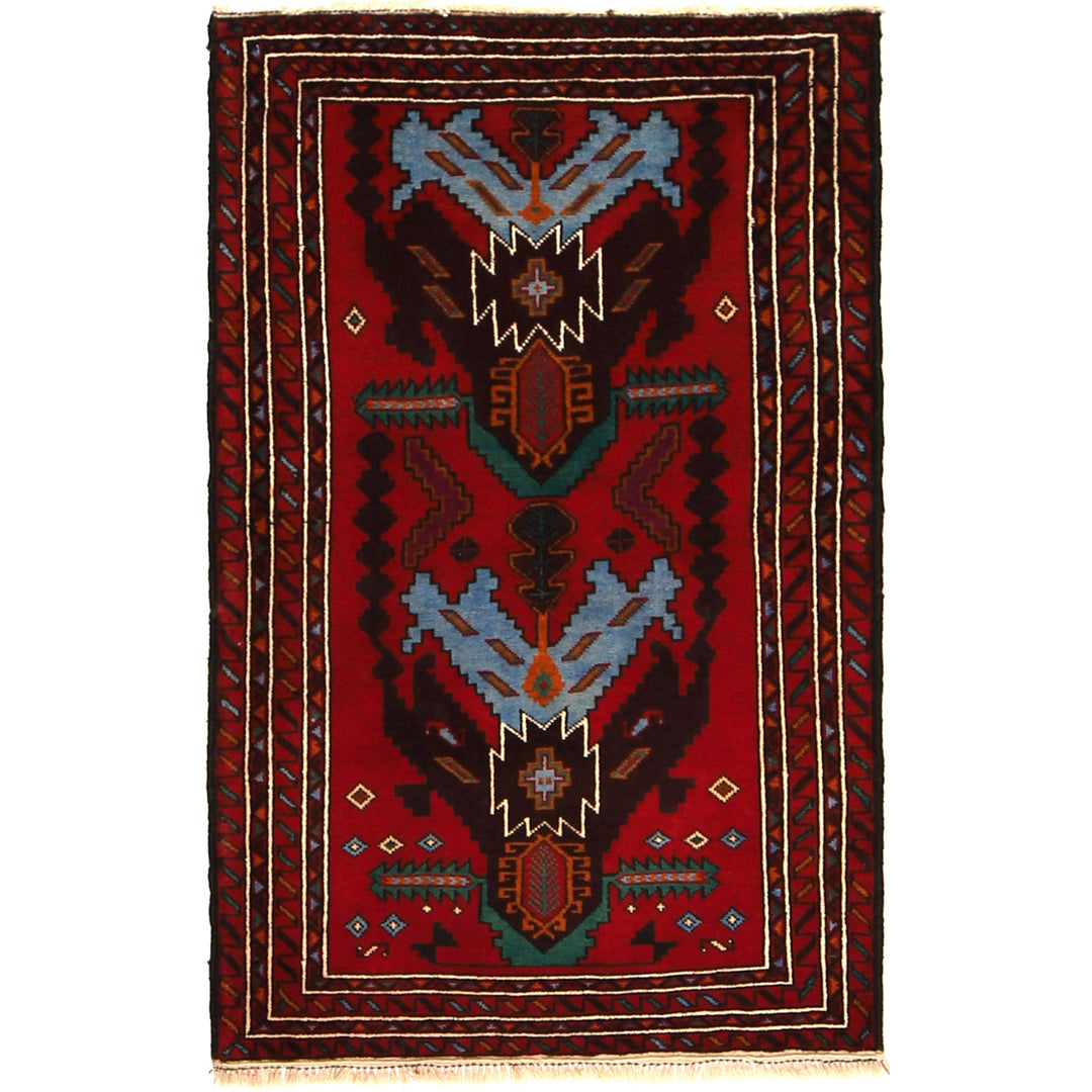 Afghan Baluchi Rug 2' 10" x 4' 6" Hand-Knotted