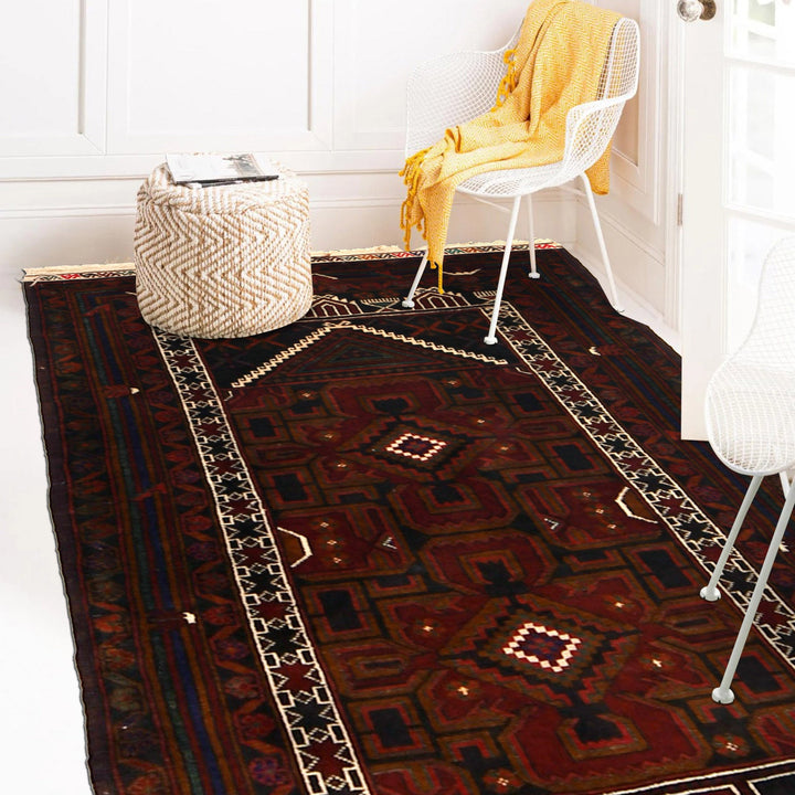 Afghan Prayer Rug 2' 11" x 4' 9" Hand-Knotted texture
