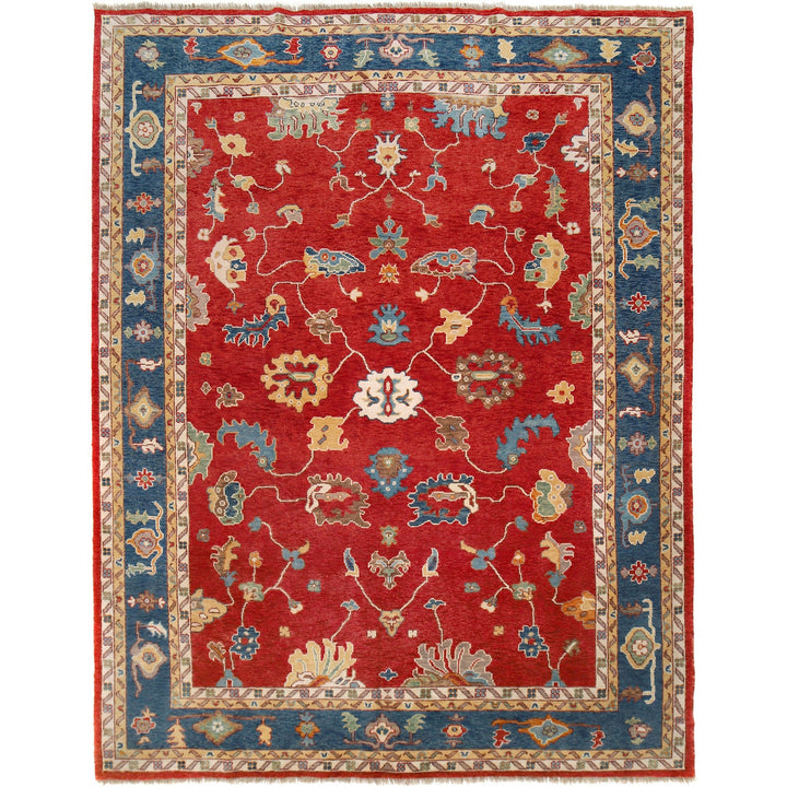Afghan Turkish Design Oushak Rug 9' 2" x 11' 7" Hand-Knotted
