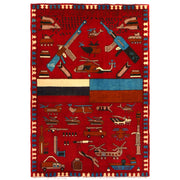 Handmade Afghan War Area Rug 3' 5" x 4' 11" - No. AL56500