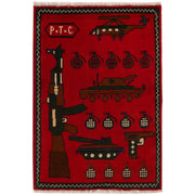 Red War Rug 2' 0" x 2' 11" - No. AL31657