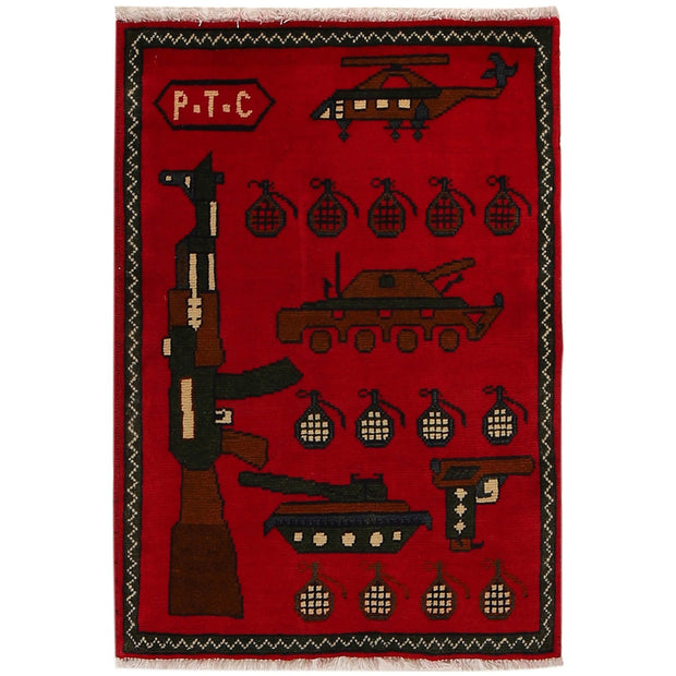 Red War Rug 2' 0" x 2' 11" - No. AL31657