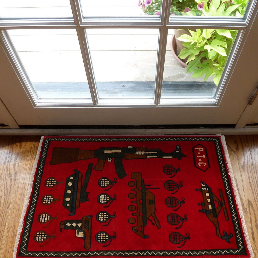 Red War Rug 2' 0" x 2' 11" - No. AL31657