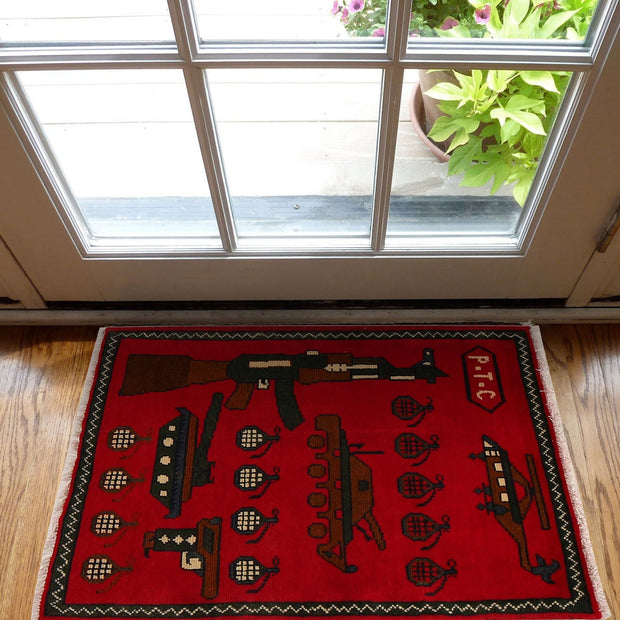 Red War Rug 2' 0" x 2' 11" - No. AL31657