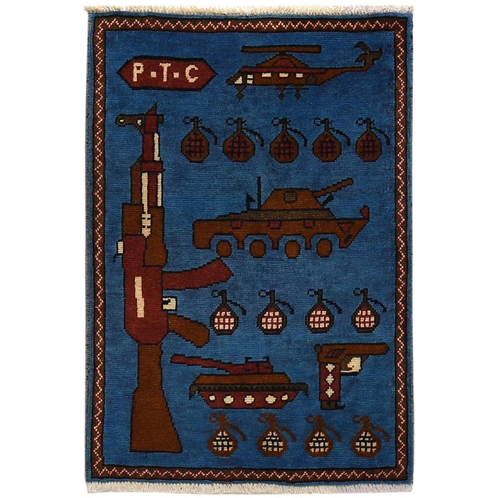 Authentic Afghan War Area Rug 2' 0" x 2' 11" - No. AL50069