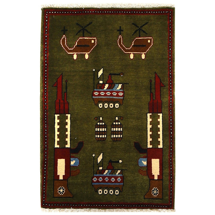 Authentic Afghan War Area Rug 2' 0" x 2' 11" - No. AL22666