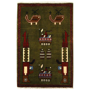 Authentic Afghan War Area Rug 2' 0" x 2' 11" - No. AL22666