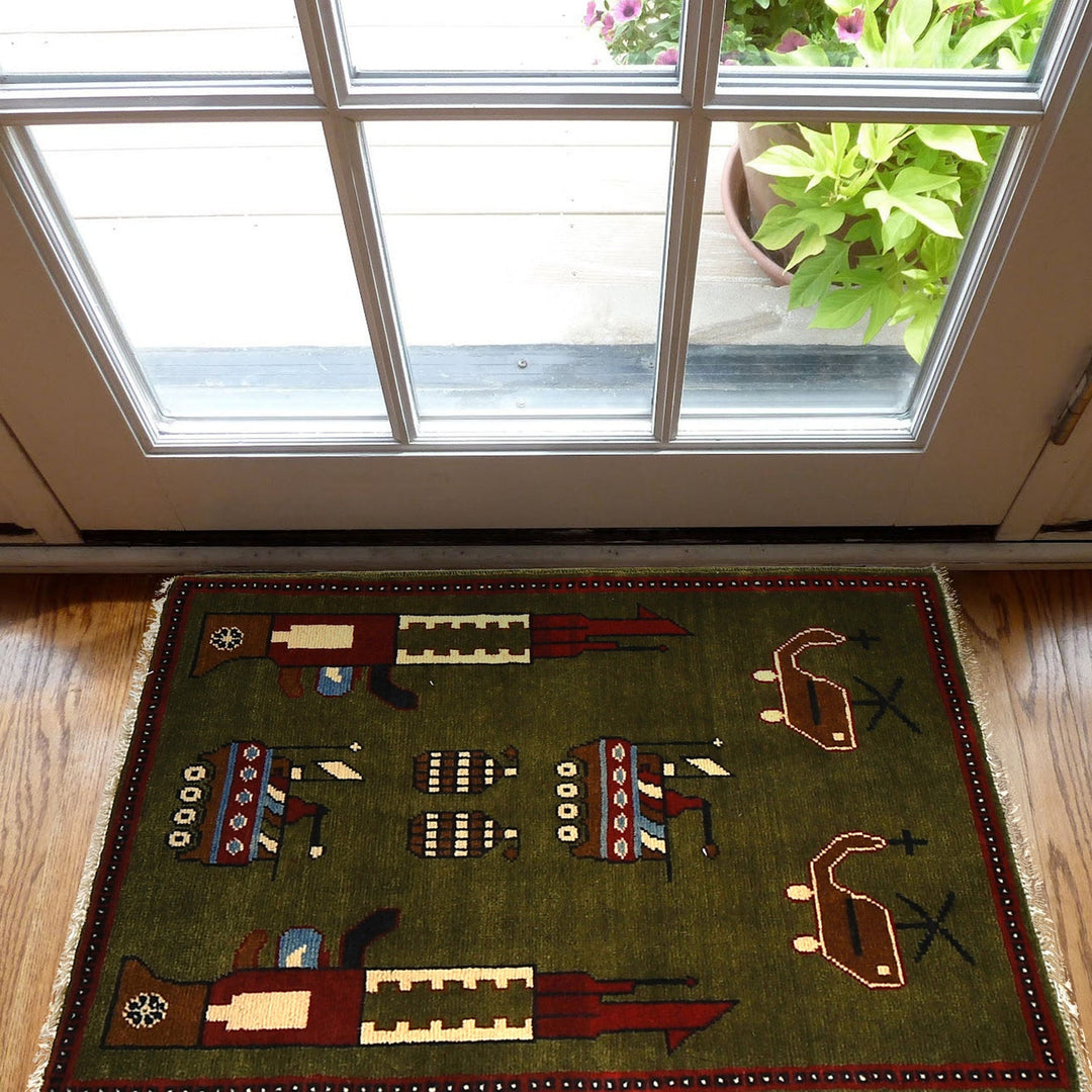 Authentic Afghan War Area Rug 2' 0" x 2' 11" - No. AL22666