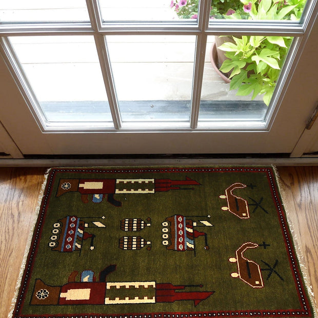 Authentic Afghan War Area Rug 2' 0" x 2' 11" - No. AL22666
